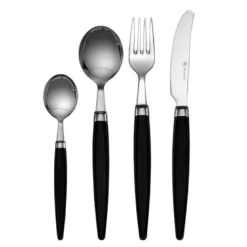 Finse bestikksett 16 deler retro blank/svart