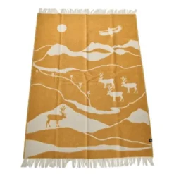 Fjällvandring ullpledd 130x170 cm gul