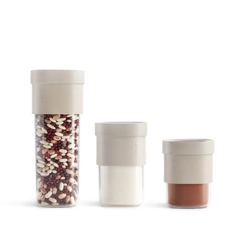 Flip Storage sett oppbevaringsbokser 3 deler + innsats beige