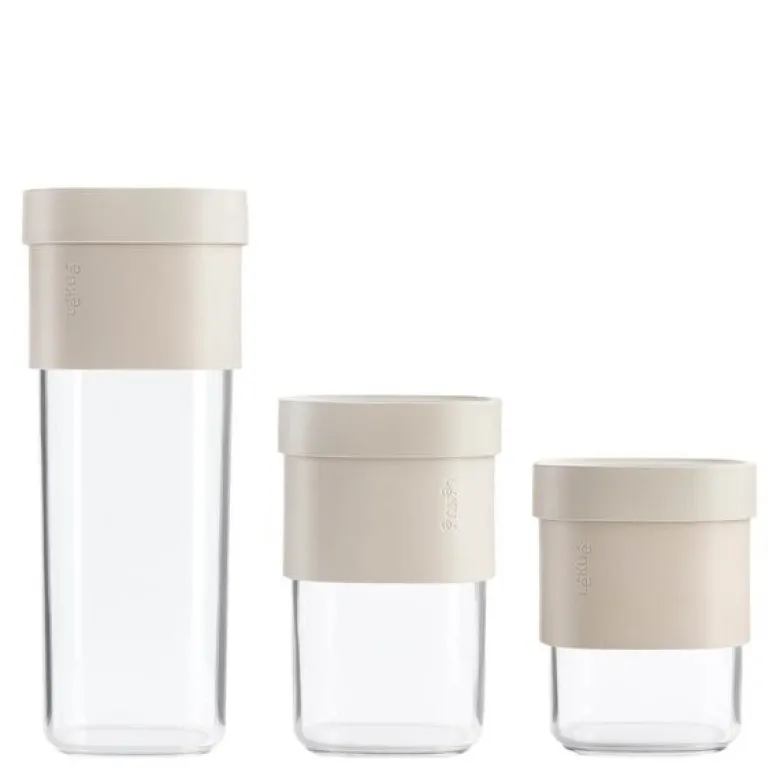 Flip Storage sett oppbevaringsbokser 3 deler + innsats beige