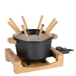 Fonduesett med 8 pinner 173025 1,5L svart/bambus