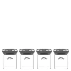 Fresh krydderkrukkesett 4 deler glass/grå