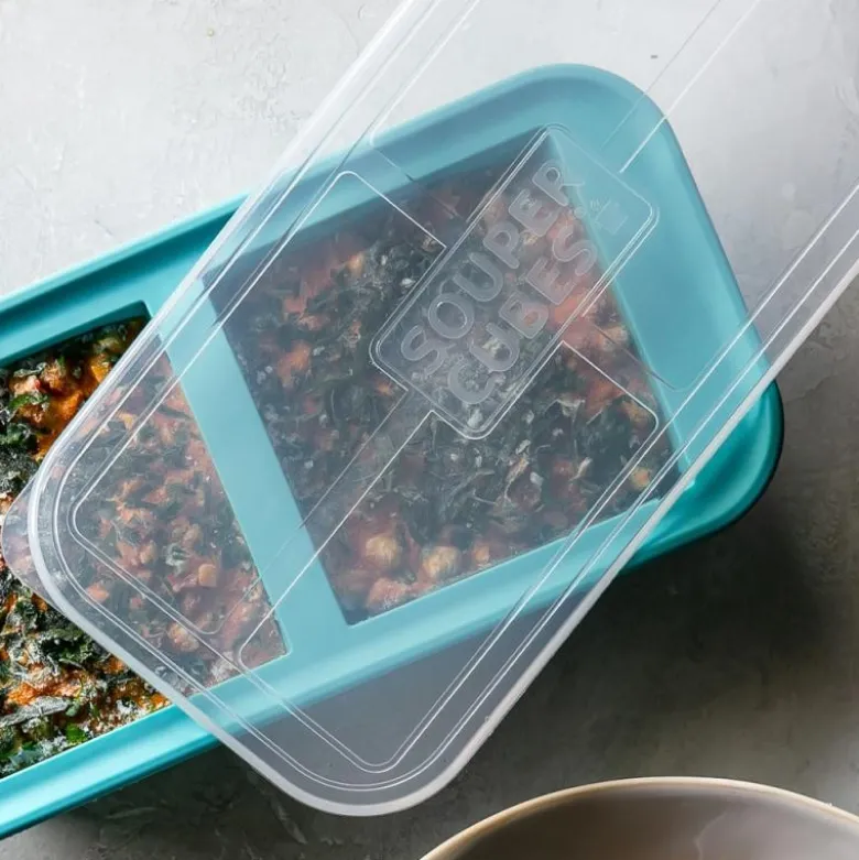 Fryseform med lokk silikon 2x500 ml blå