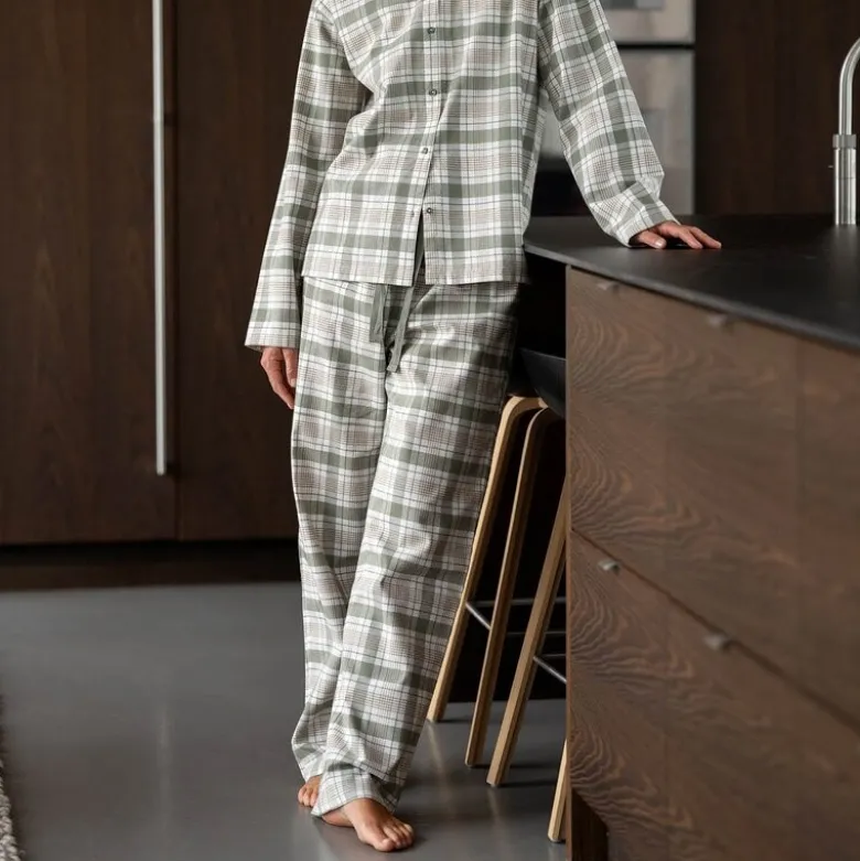 Gabriel flanell pyjamas dame str L dempet grønn