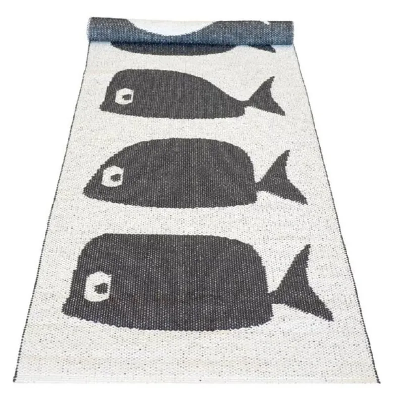 Gangteppe Whale 250x70 cm svart/hvit