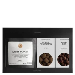 Gaveeske med kaffe, sjokolade og lakris