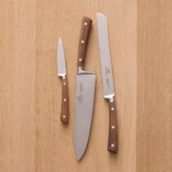 Gemini knivsett 3 deler stål/valnøtt