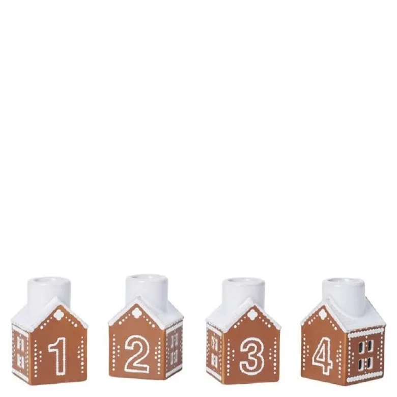 Gingerbread adventsstake 4 deler brun
