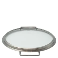 Glasslokk 24 cm børstet stål