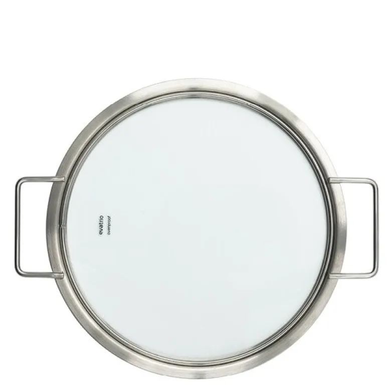 Glasslokk 24 cm børstet stål