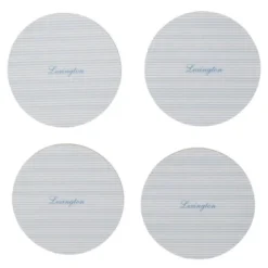 Glassunderlag dobbelsidig 9 cm 4 stk hvit/blå