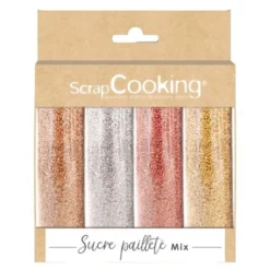 Glitterpulver 4 stk 76 g bronse/sølv/glitter/rosegull