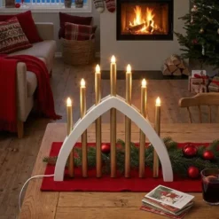 Gotland adventsstake 45 cm hvit/matt messing