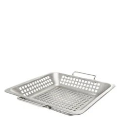 Grillwok perforert 39x35 cm rustfritt stål