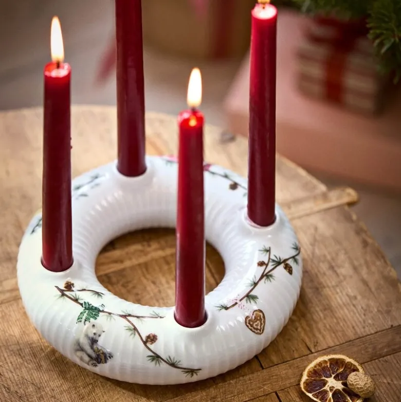 Hammershøi Christmas adventsstake 21,5 cm hvit m/dekor