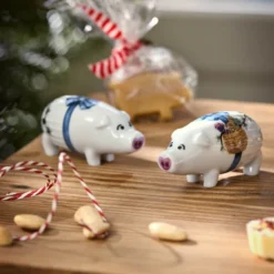 Hammershøi Christmas gris 8 cm hvit m/deko