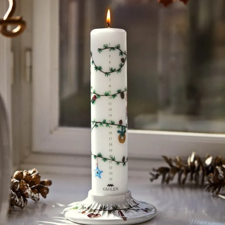 Hammershøi Christmas kalenderlys 2026 25 cm hvit m/dekor