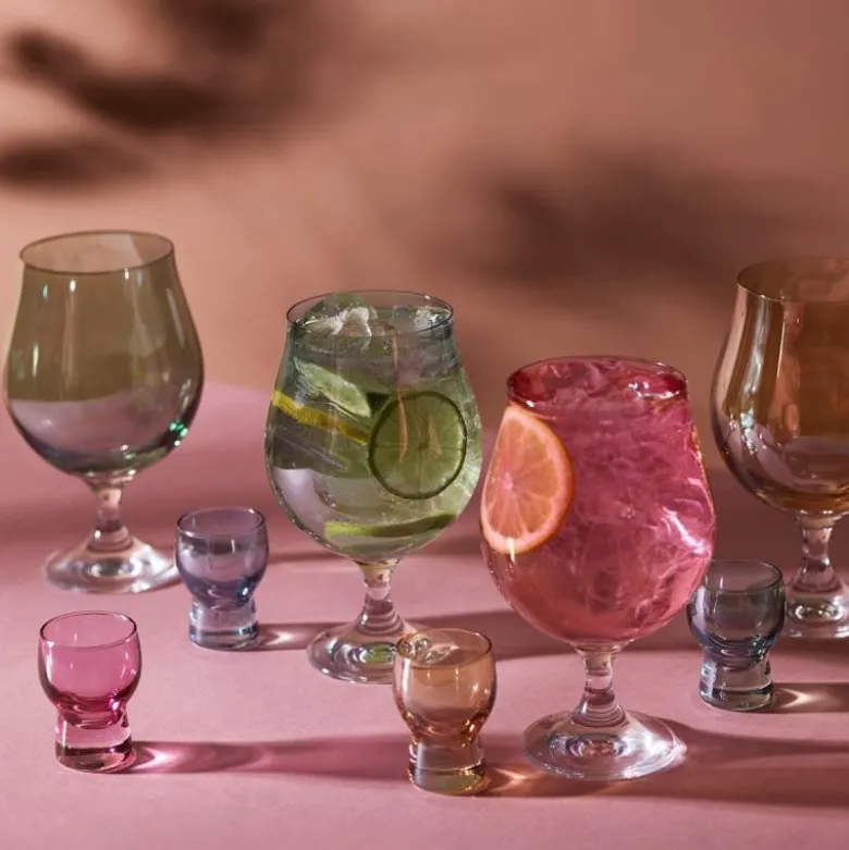 Happy shotglass 3,5 cl 4 stk luster