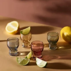 Happy shotglass 3,5 cl 4 stk luster