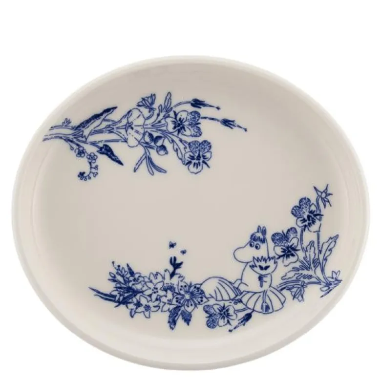 Haru oval tallerken 16 cm mummi hvit/blå