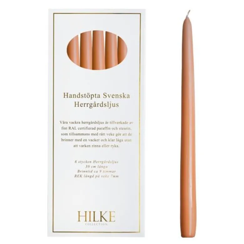 Herregårdslys 30 cm 6 stk aprikos