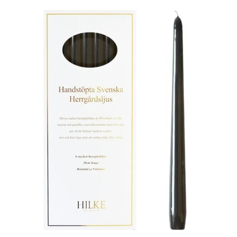 Herregårdslys 30 cm 6 stk svart