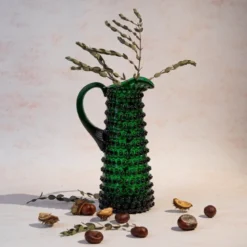 Hobnail karaffel høy 1L dark green