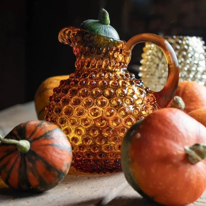 Hobnail karaffel 1L amber 18 cm