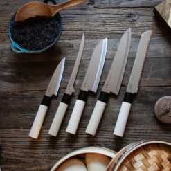 Houcho knivsett 5 kniver balsabox