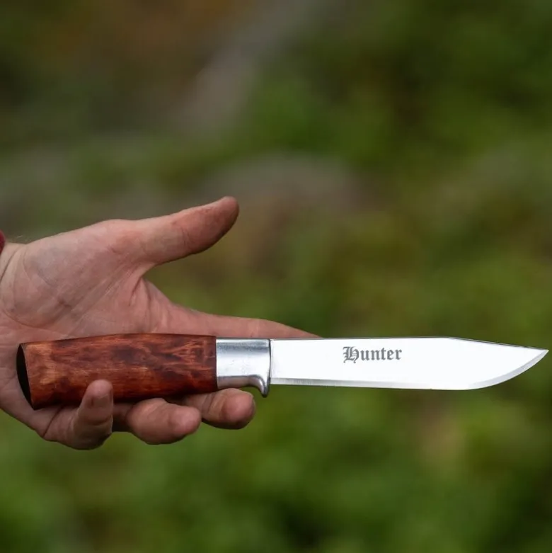 Hunter jaktkniv 25,5 cm m/slire masurbjørk
