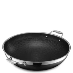 Hybrid wok med lokk 36 cm sølv/svart