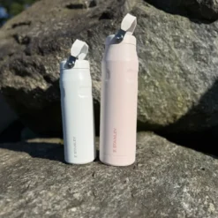 Iceflow flip straw tumbler termoflaske 1L rose quartz
