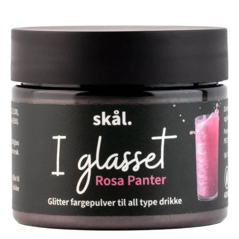 I glasset glitterfarge rosa panter