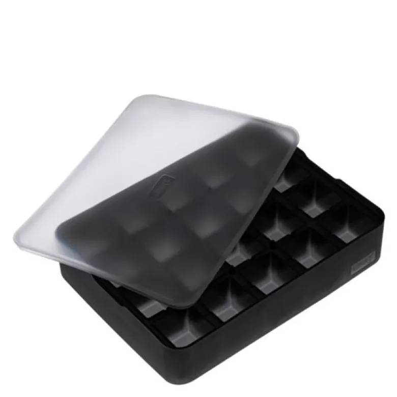 Isbitform terninger m/ lokk 3X3 cm svart