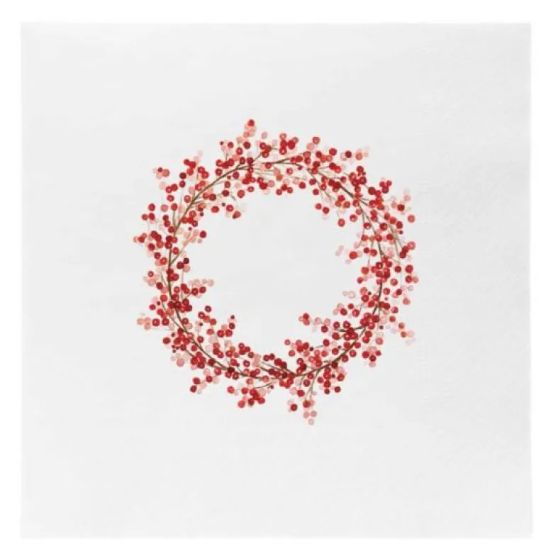 Juleserviett julekrans 33x33 cm rød