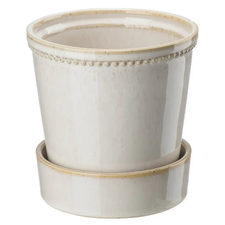 Karmen krukke med skål 13,6 cm beige