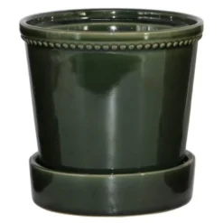 Karmen krukke med skål 17 cm forest green