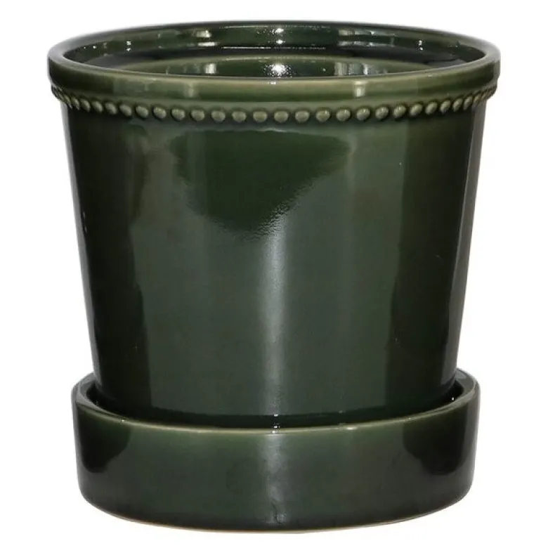Karmen krukke med skål 17 cm forest green