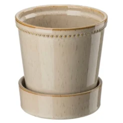Karmen krukke med skål 17 cm light brown