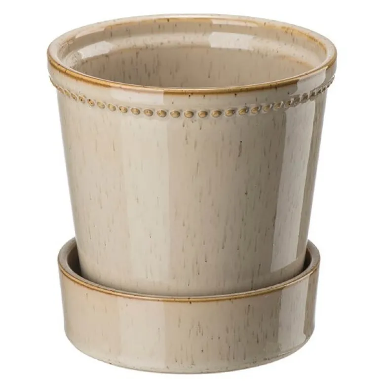 Karmen krukke med skål 17 cm light brown