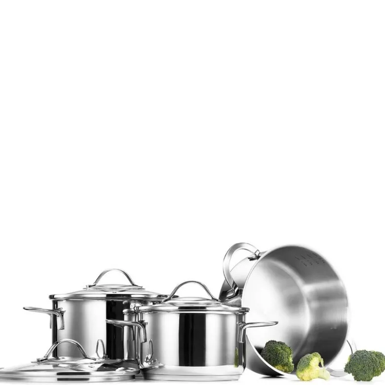 Kitchen Essentials grytesett 3 deler 1,8/2,8/3,5L med lokk blank