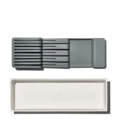 Knivblokk til skuffer 42x14x6 cm hvit/grå