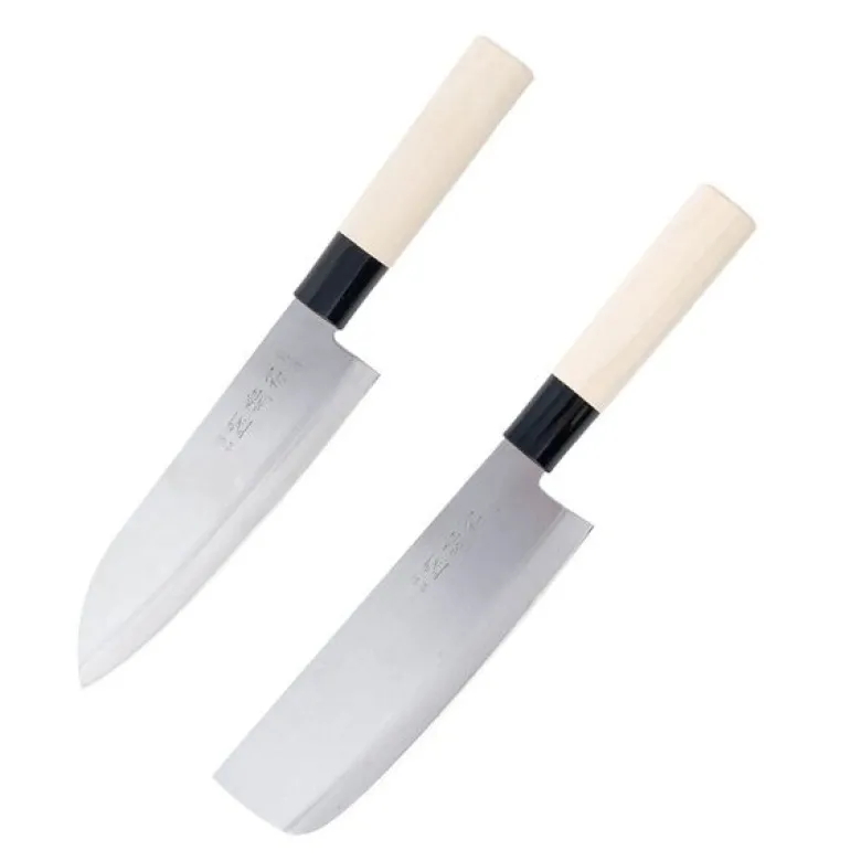 Knivsett 2 deler stål/poppeltre