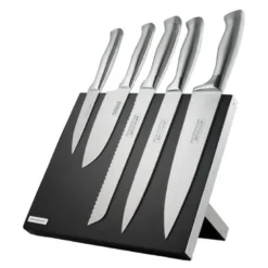 Knivsett m/magnetblokk 6 deler 36 cm stål/svart