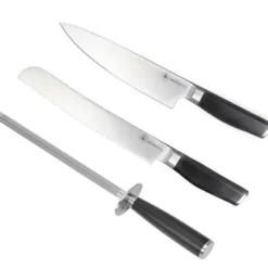 Knivsett 3 stk stål/svart