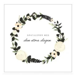 Kort bryllup 14x14 cm "Gratulerer med den store dagen"