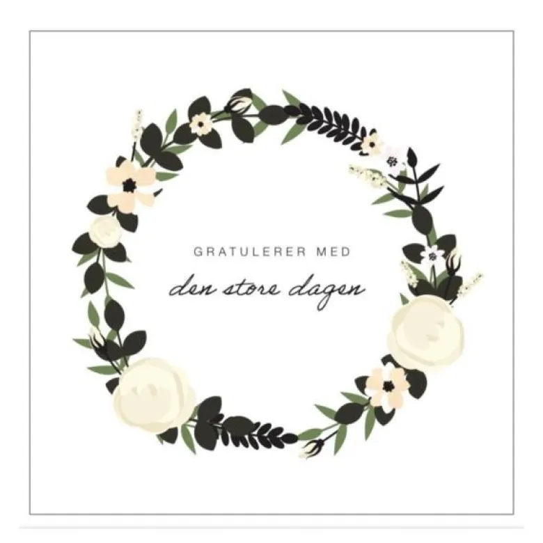 Kort bryllup 14x14 cm "Gratulerer med den store dagen"