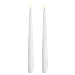 Kronelys LED 2,3x25 cm 2 stk silk hvit