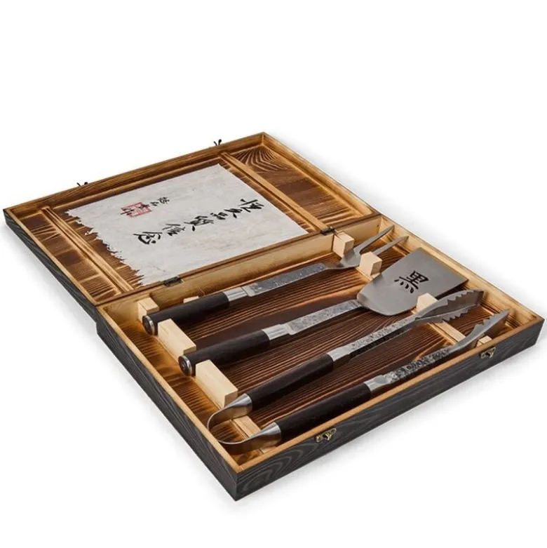 Kuro BBQ sett 3 deler brun/rustfri