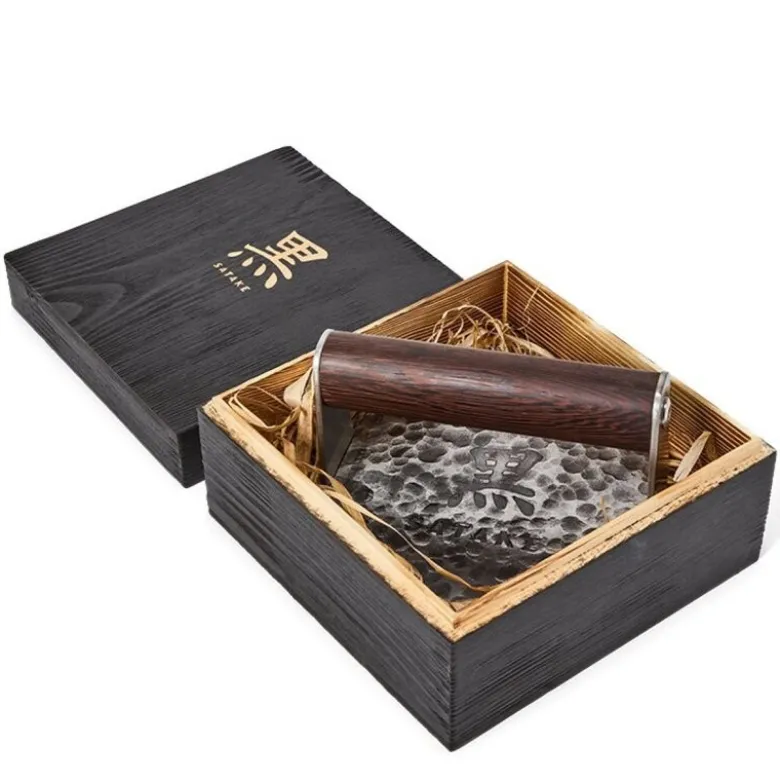 Kuro burgerpresse smashjern 14 cm brun/rustfri
